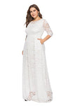 Chicwe Women's Plus Size Stretch Lined Floral Lace Maxi Dress