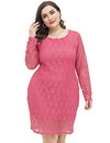 Chicwe Women's Plus Size Lined Lace Dress