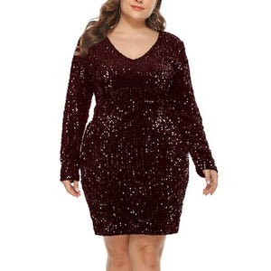 Chicwe Women's Plus Size Lined Sequined Dress