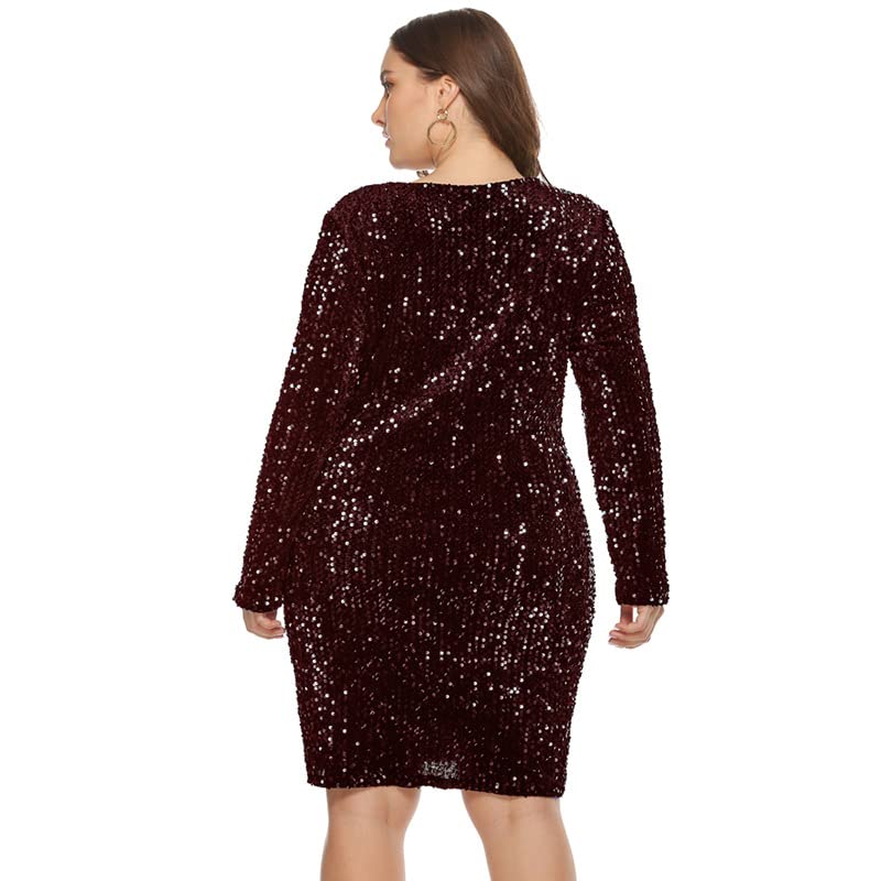 Chicwe Women's Plus Size Lined Sequined Dress